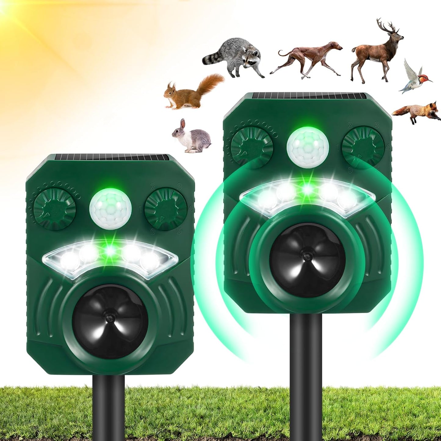 Beast Repellent Solar Warning Lights With Loud Volume