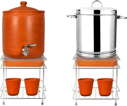 Stainless Steel Matka Stand With Dispenser Tray
