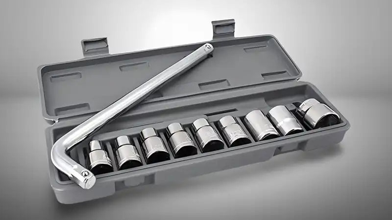 10 Pcs 1/2 Socket Wrench Spanner Set Automobile Repair Tool Box