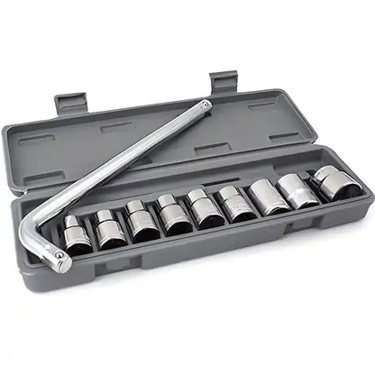 10 Pcs 1/2 Socket Wrench Spanner Set Automobile Repair Tool Box