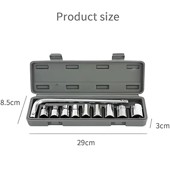 10 Pcs 1/2 Socket Wrench Spanner Set Automobile Repair Tool Box