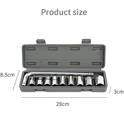 10 Pcs 1/2 Socket Wrench Spanner Set Automobile Repair Tool Box