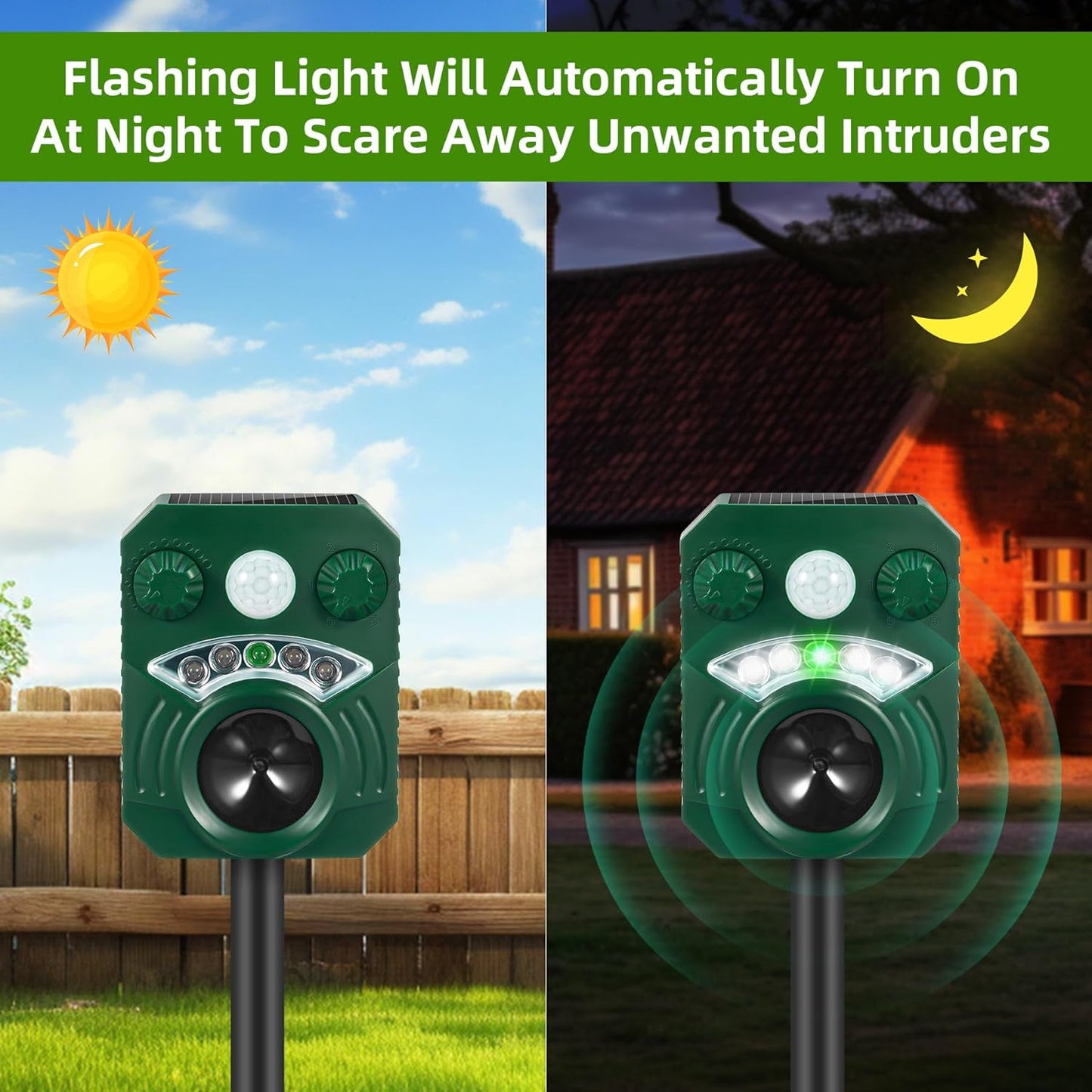 Beast Repellent Solar Warning Lights With Loud Volume